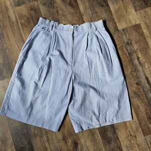 Bonnie & Norma Vintage Womens 80s High Rise Mom Shorts. Made In USA. Blue STRIPE